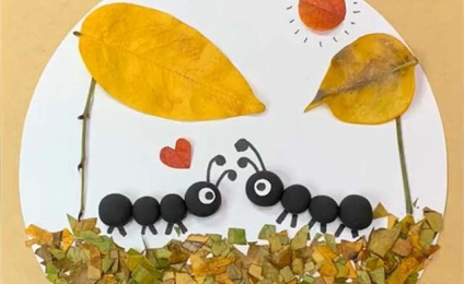 Autumn leaf painting for children